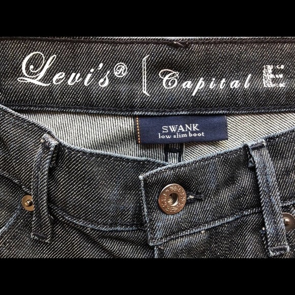 Levi’s Jeans Capital E SWANK Blue Black Size 29 Low Slim Boot Tall Y2K - Picture 6 of 12
